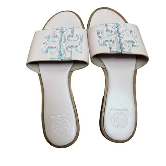 Tory Burch Ines Slides Sea Shell Pink Calf Leather Size‎ 7.5 US - Picture 3 of 11